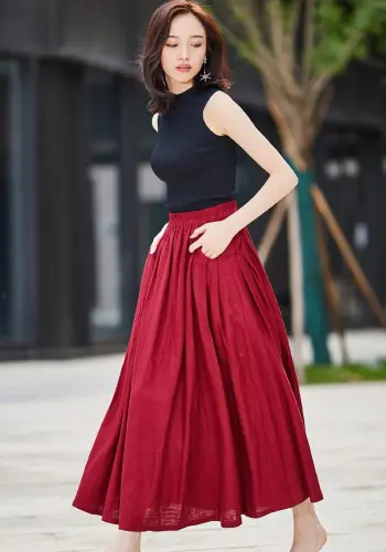 دوخت دامن پلیسه کمر کش