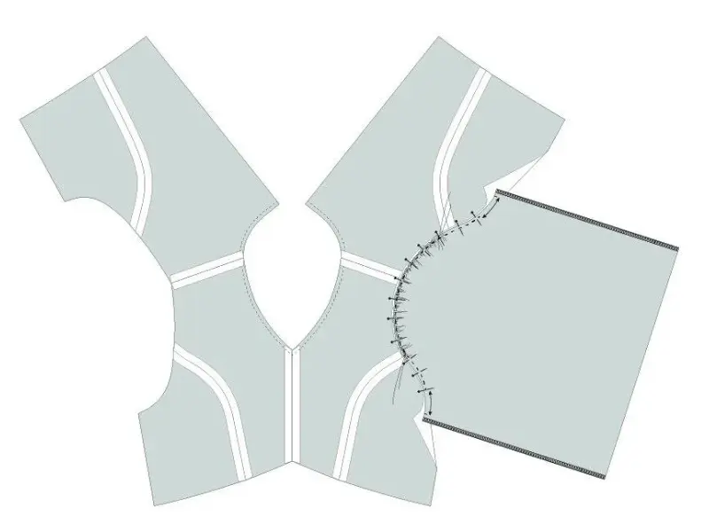 وصل آستین به‌صورت باز