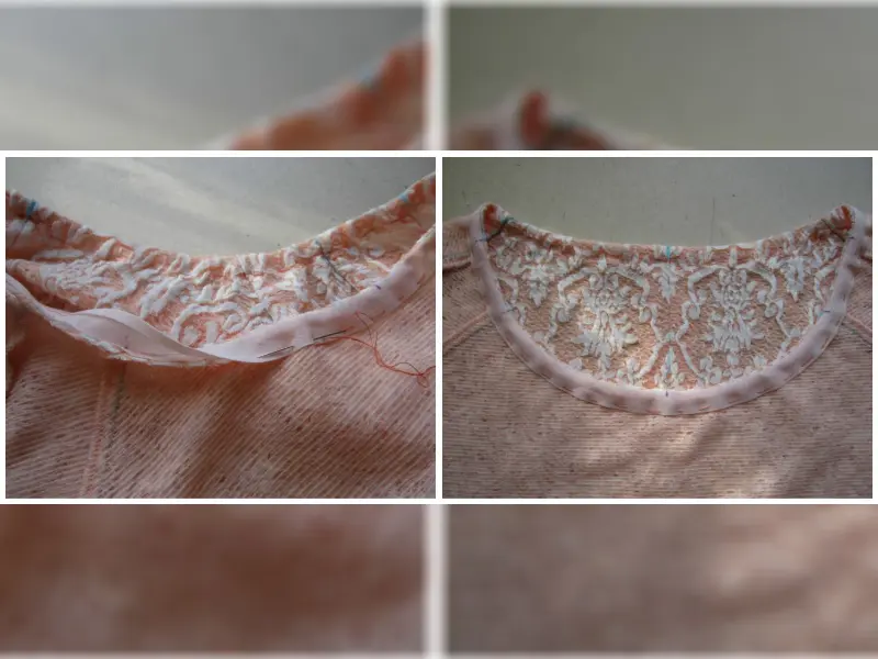 تمیزدوزی یقه گرد لباس