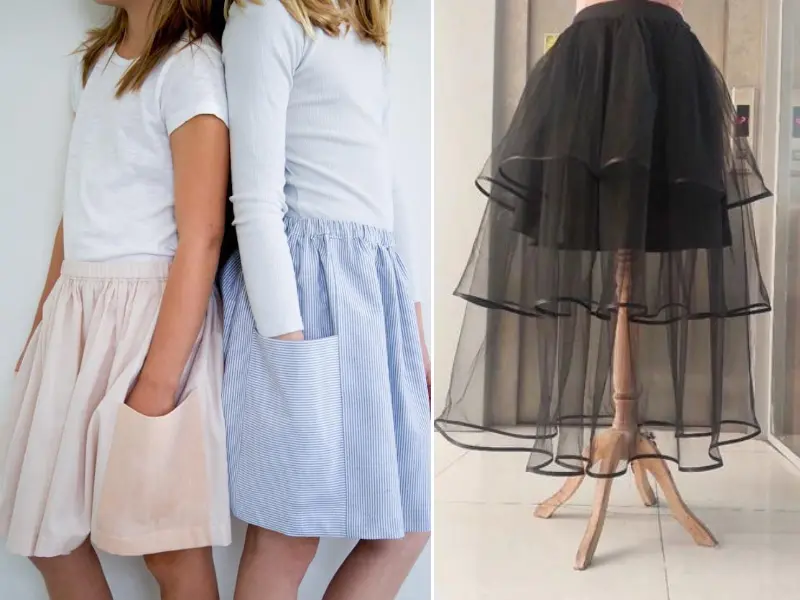 دوخت دامن طبقه‌ای چین‌دار