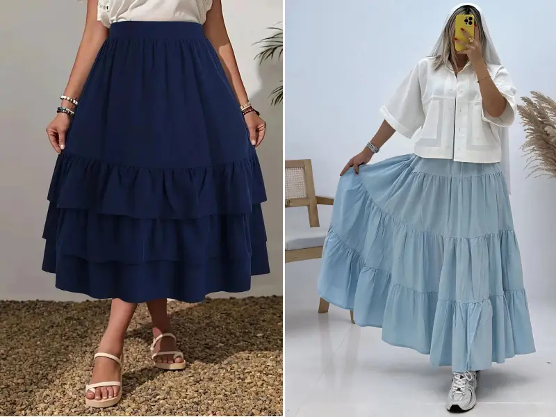 آموزش دوخت دامن چین دار