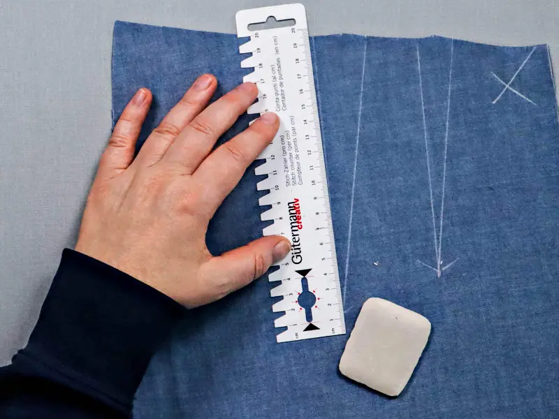 رسم پیلی شلوار روی الگو